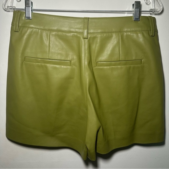Rebecca Taylor High Waist Olive Faux Leather Shorts Size 4 - Picture 14 of 16